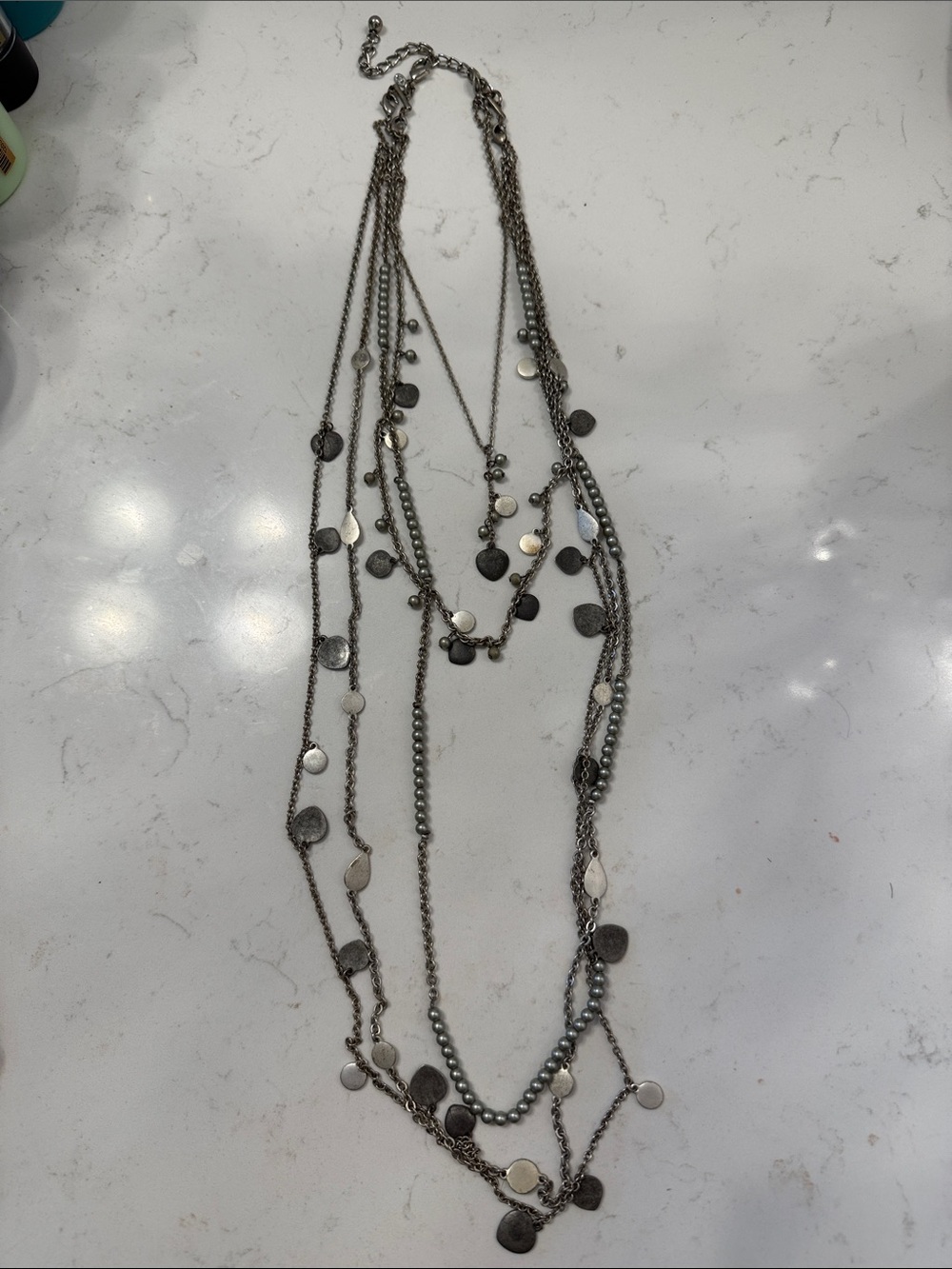 Multi-Strand Silver-Tone Layered Disc Necklace - Women Jewelry
